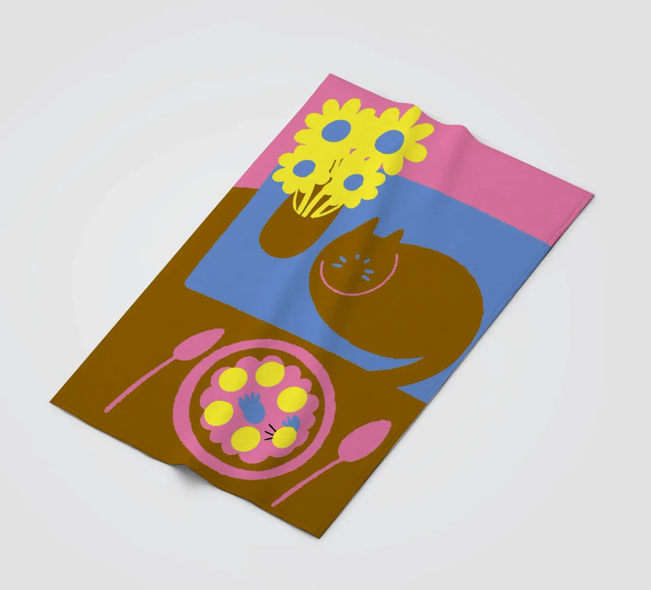 Fiori e cibo per gatti coperta in pile da TRENDY POSTER SHOP