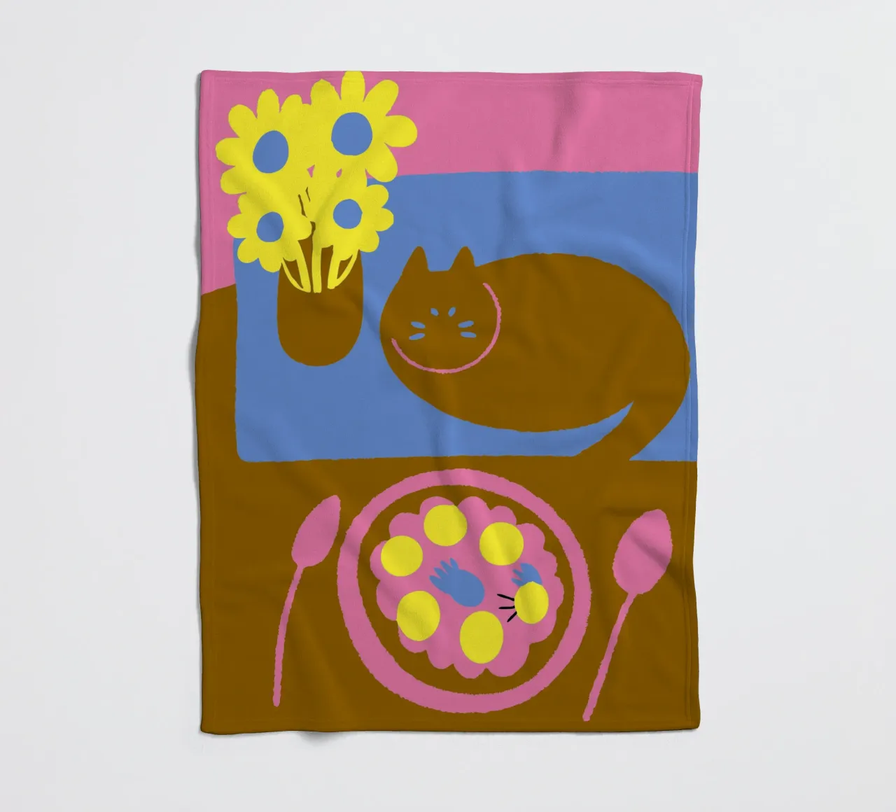 Fiori e cibo per gatti coperta in pile da TRENDY POSTER SHOP