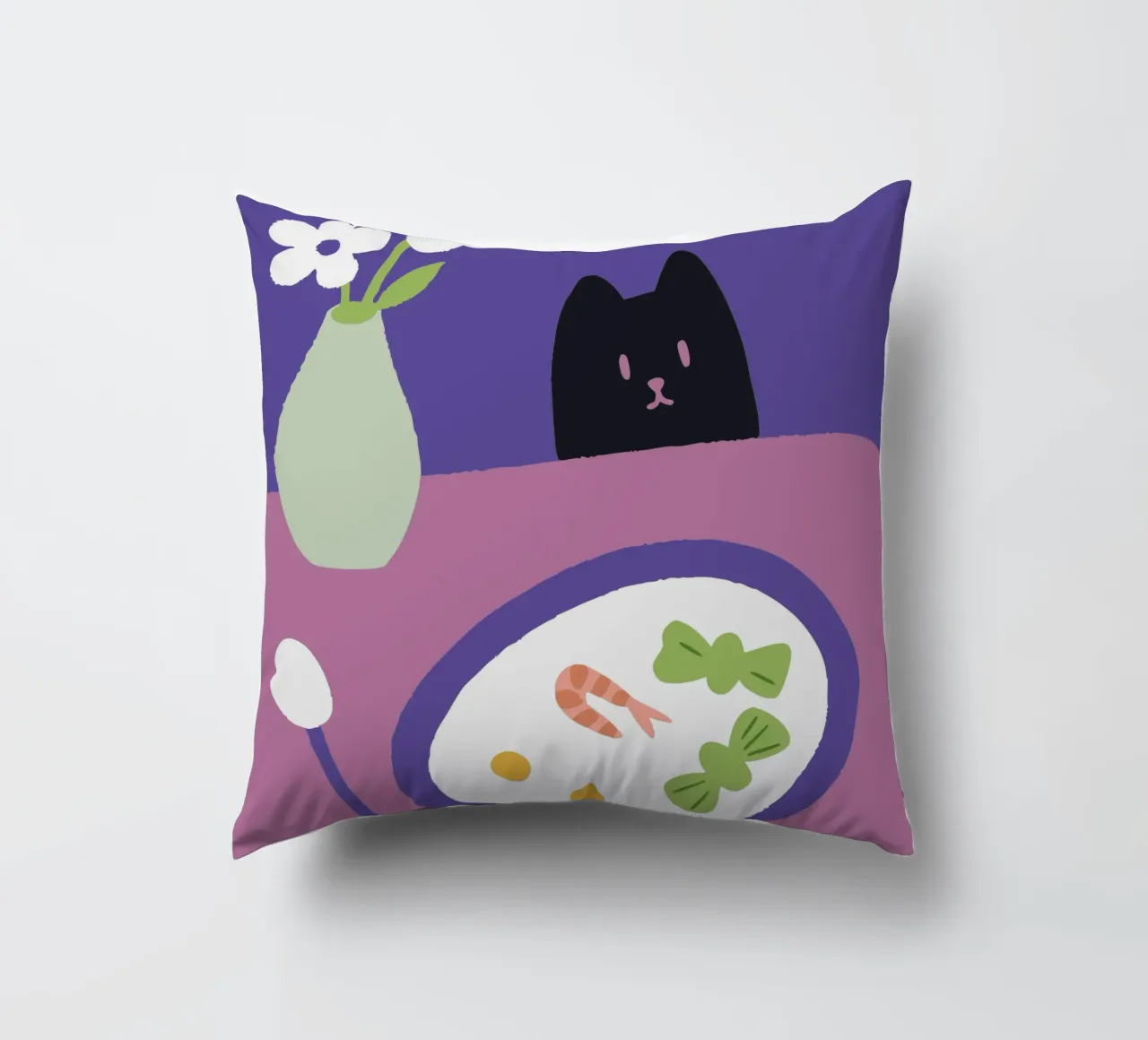 Fiori e cibo per gatti cuscino da TRENDY POSTER SHOP