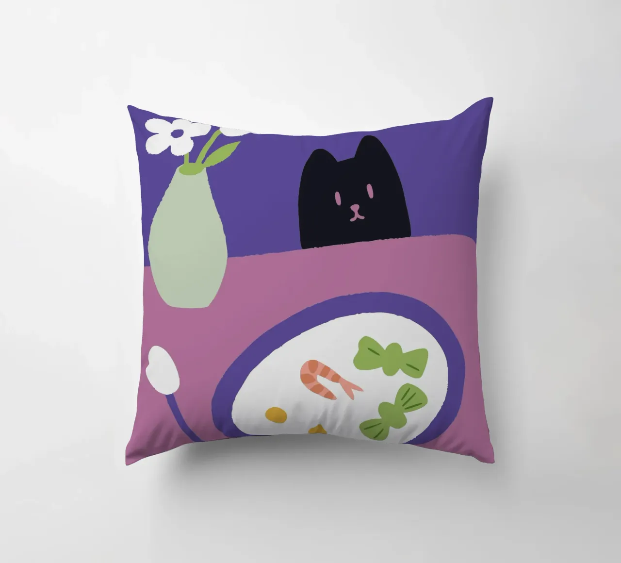 Fiori e cibo per gatti cuscino da TRENDY POSTER SHOP
