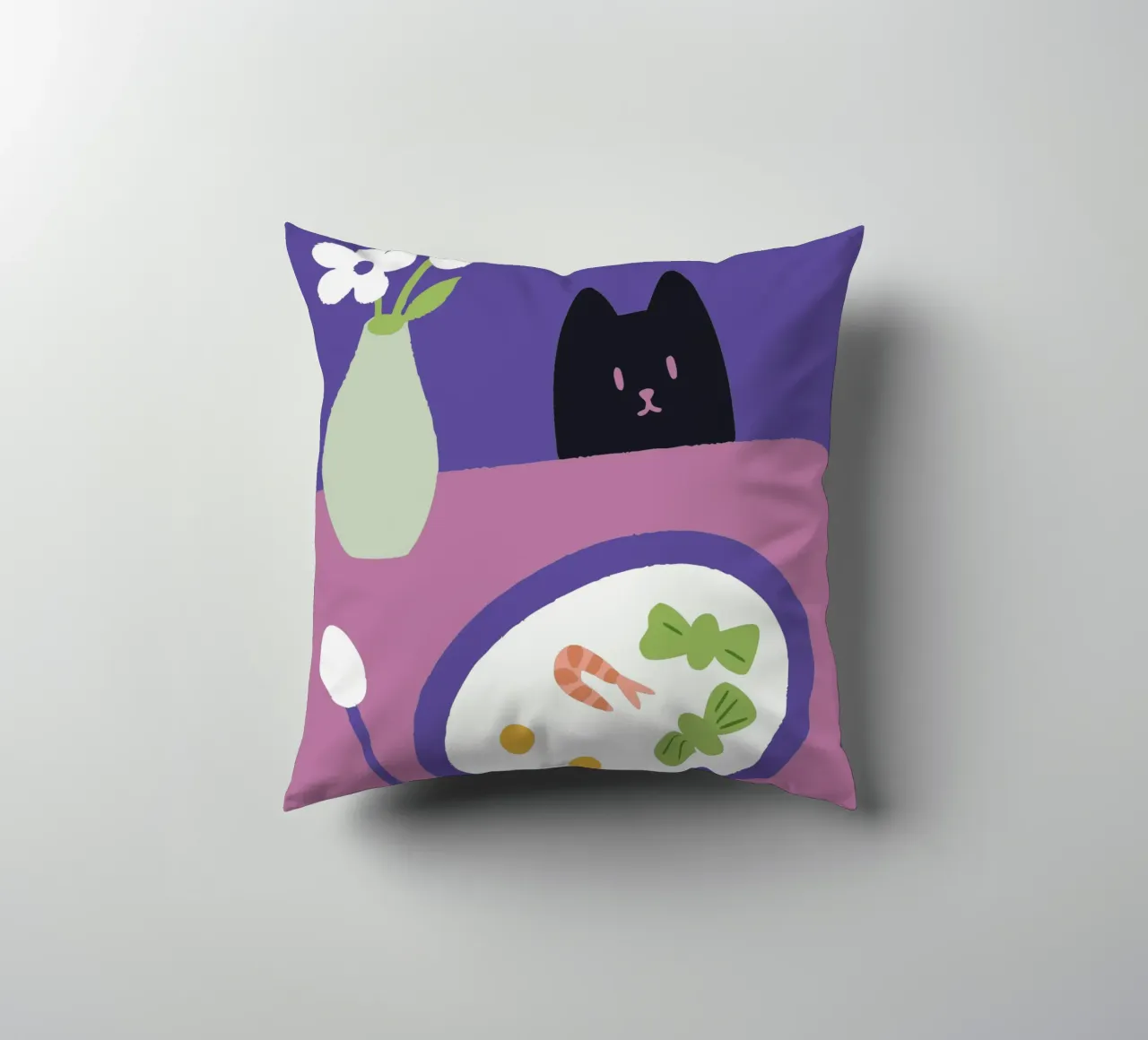 Fiori e cibo per gatti cuscino da TRENDY POSTER SHOP