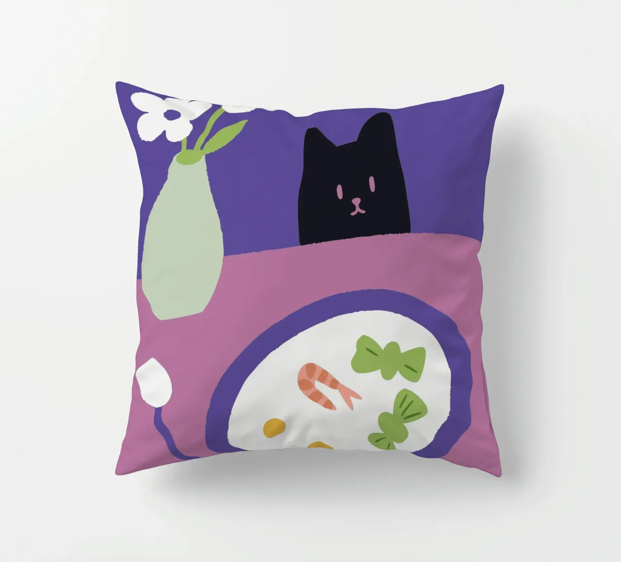 Fiori e cibo per gatti cuscino da TRENDY POSTER SHOP