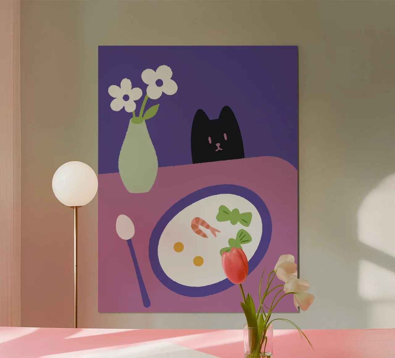 Fiori e cibo per gatti poster da TRENDY POSTER SHOP