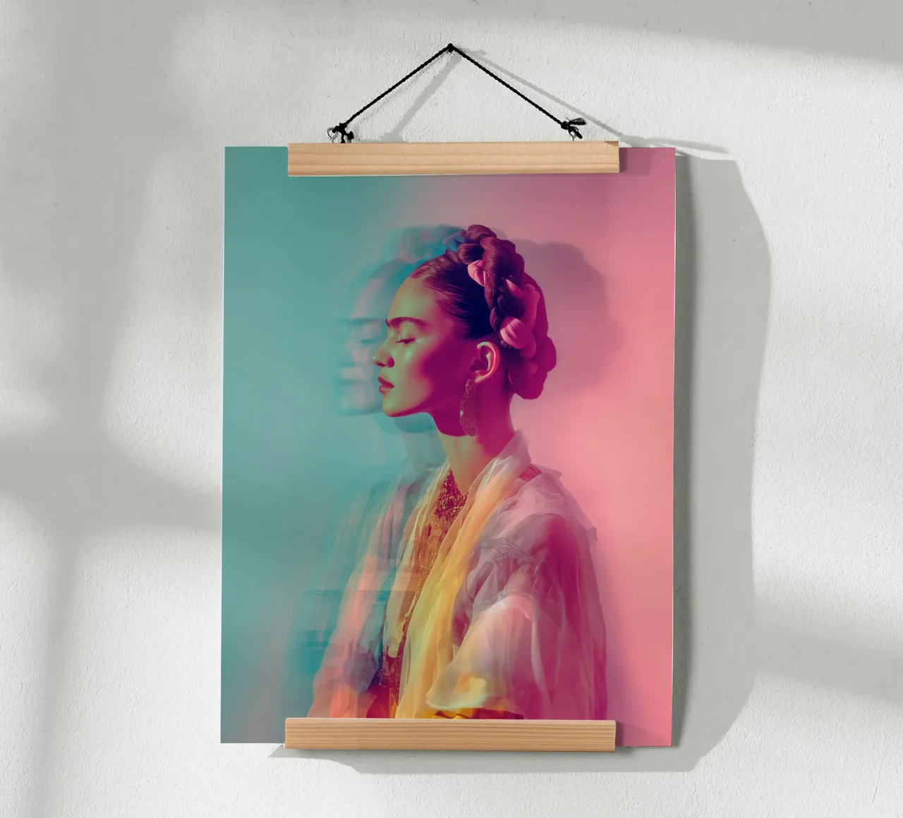 Holografische Frida poster van Carinaprint