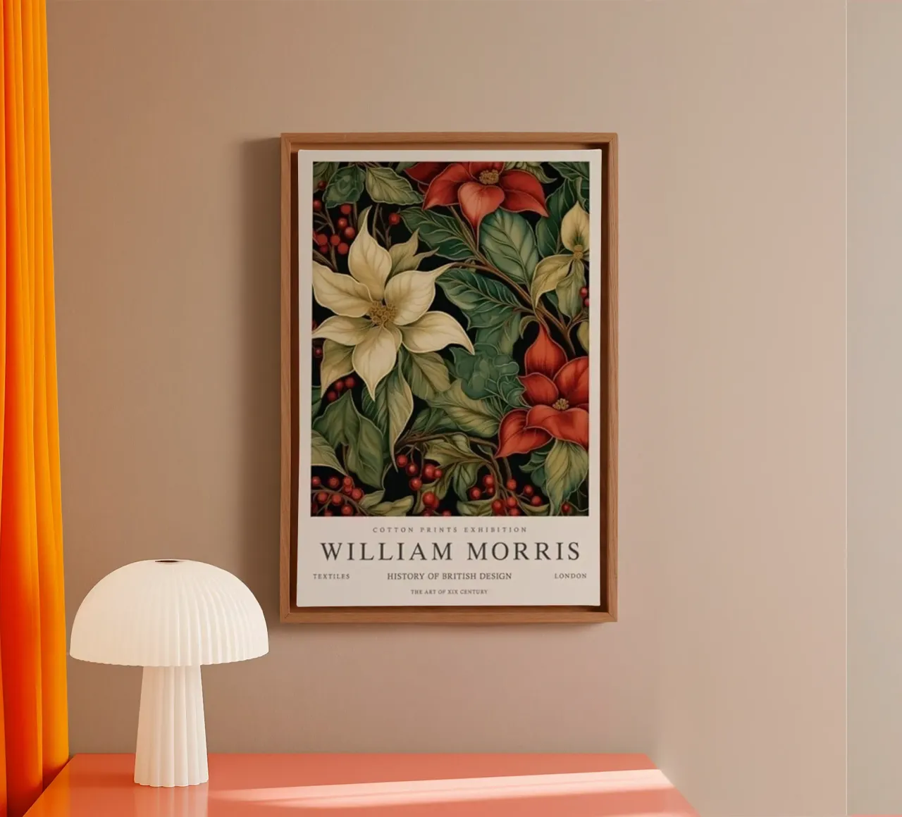 grappoli di bacche fiori rossi william morris tela con Cornice a cassetta da komo store