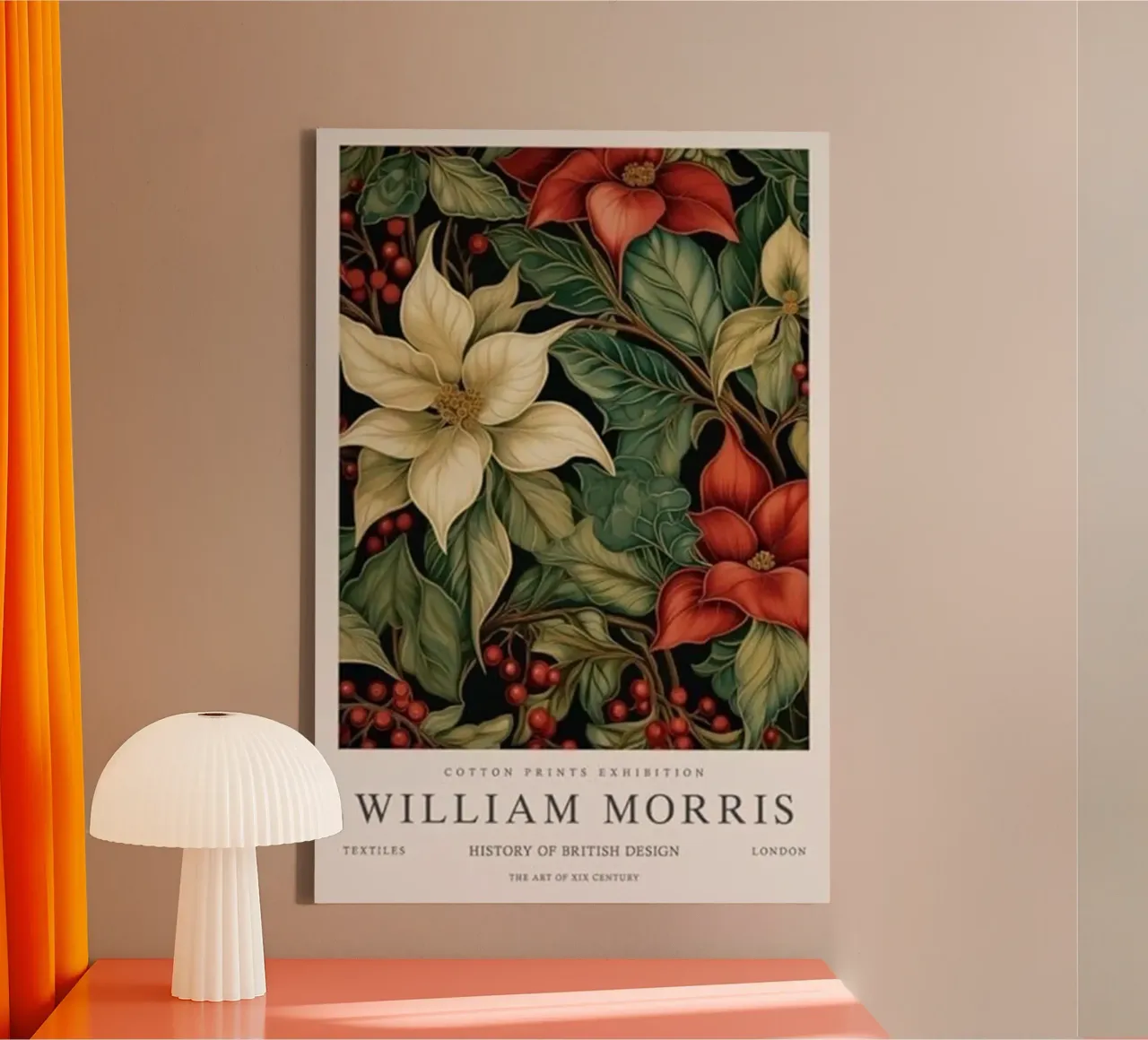 grappoli di bacche fiori rossi william morris tela con Cornice a cassetta da komo store