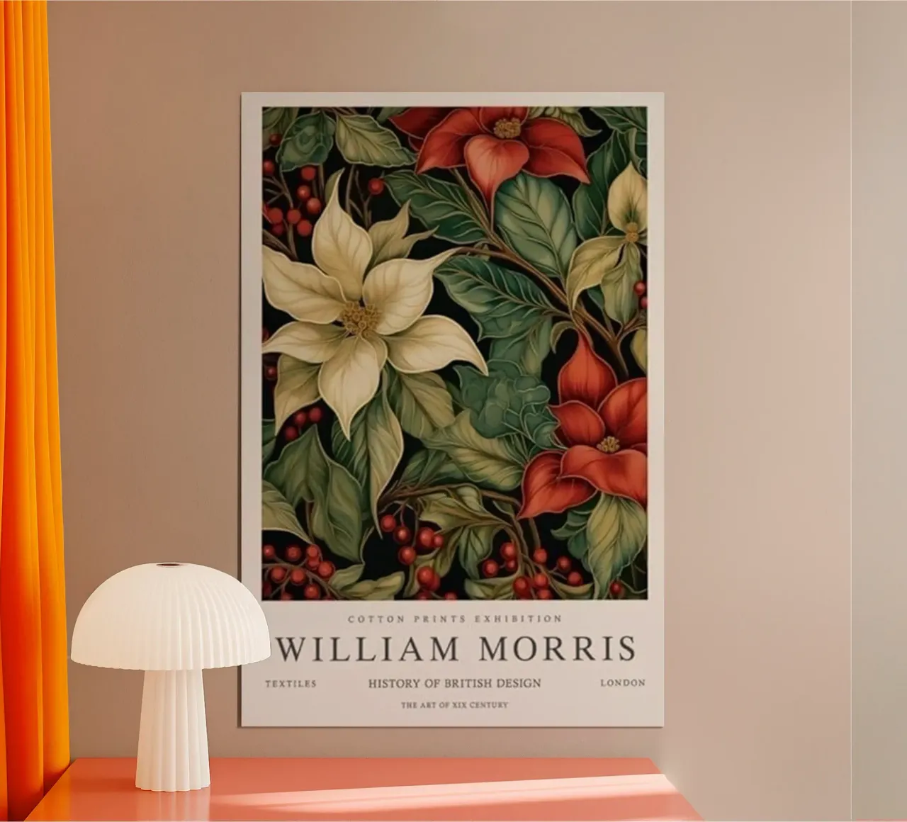 grappoli di bacche fiori rossi william morris poster da komo store