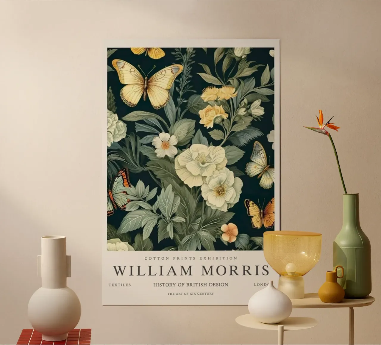 farfalle manifesto della mostra william morris poster da komo store