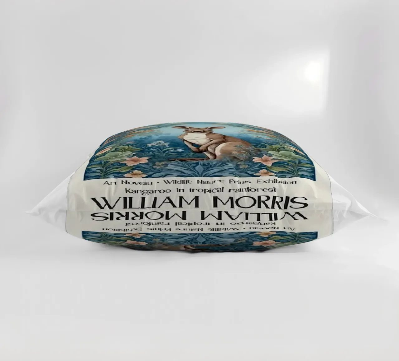 kangaroo in the middle of the forest william morris decorative cushion by komo store