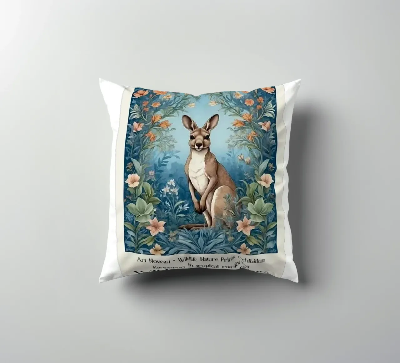 kangaroo in the middle of the forest william morris decorative cushion by komo store