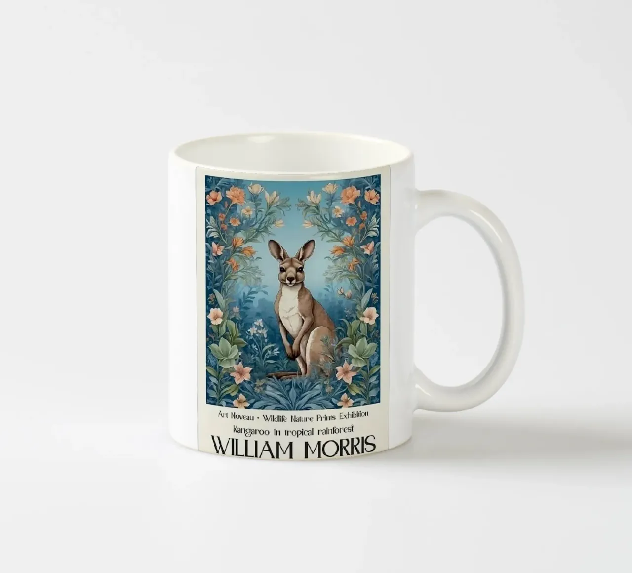 kangaroo in the middle of the forest william morris ceramic mug by komo store