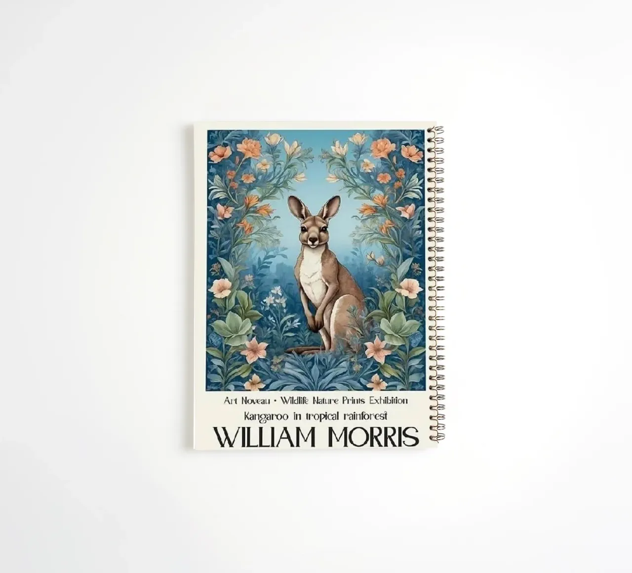 kangaroo in the middle of the forest william morris spiral notebook by komo store