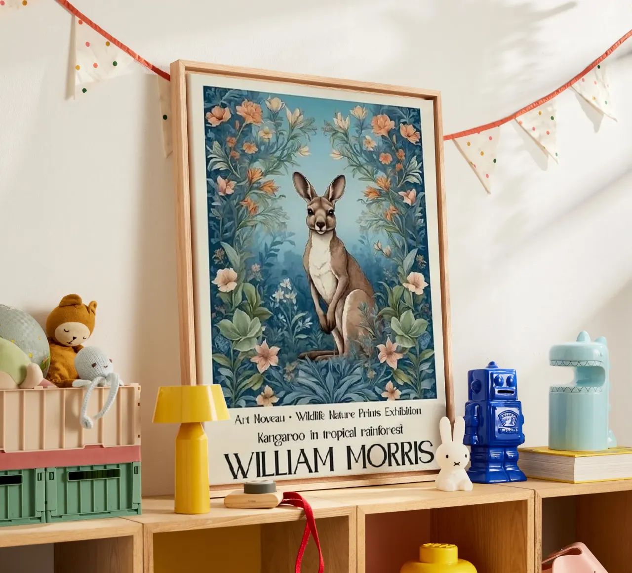 kangaroo in the middle of the forest william morris canvas by komo store