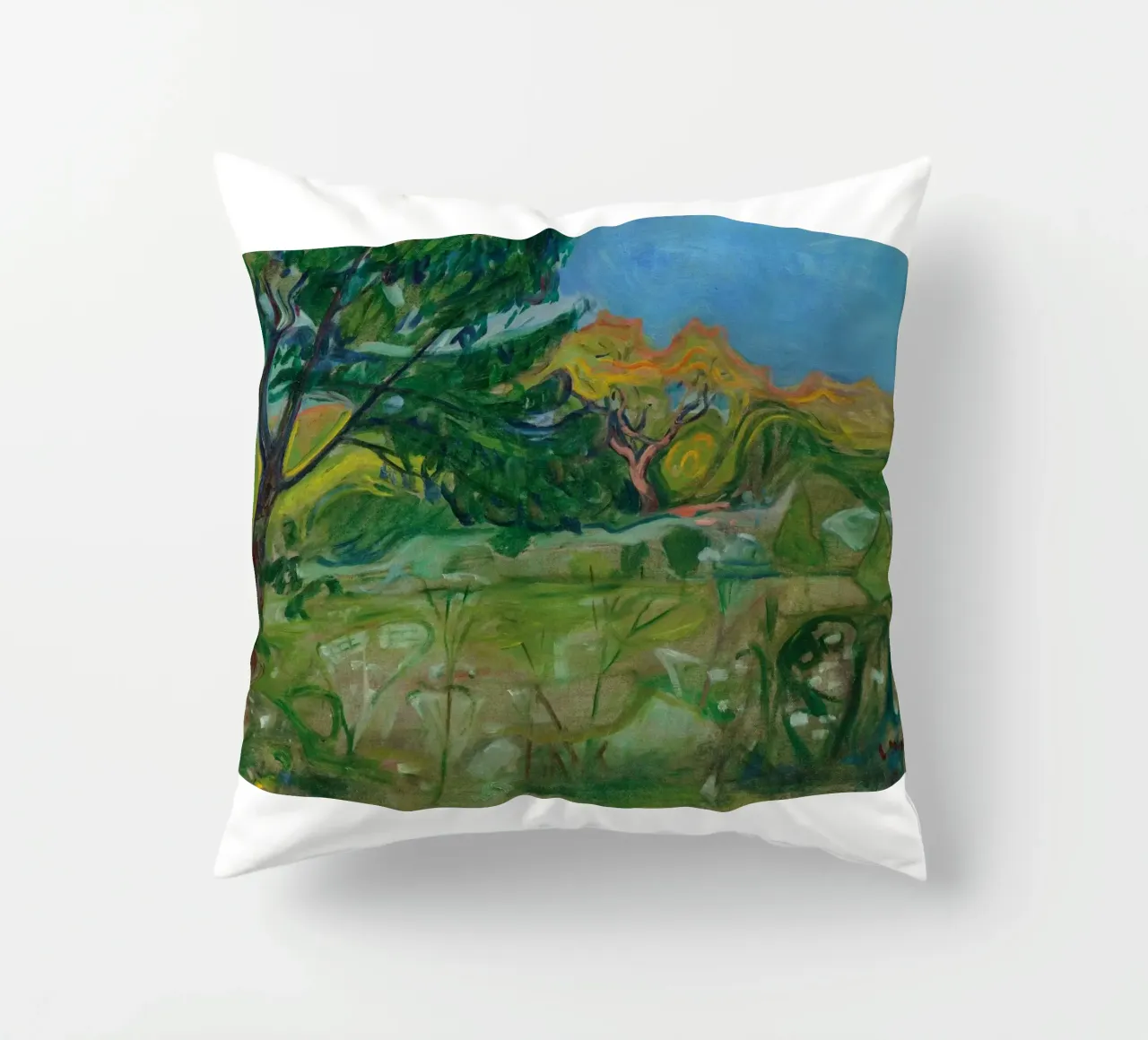 scenario albero colpito dalla luce del sole edvard munch cuscino da cupcup art