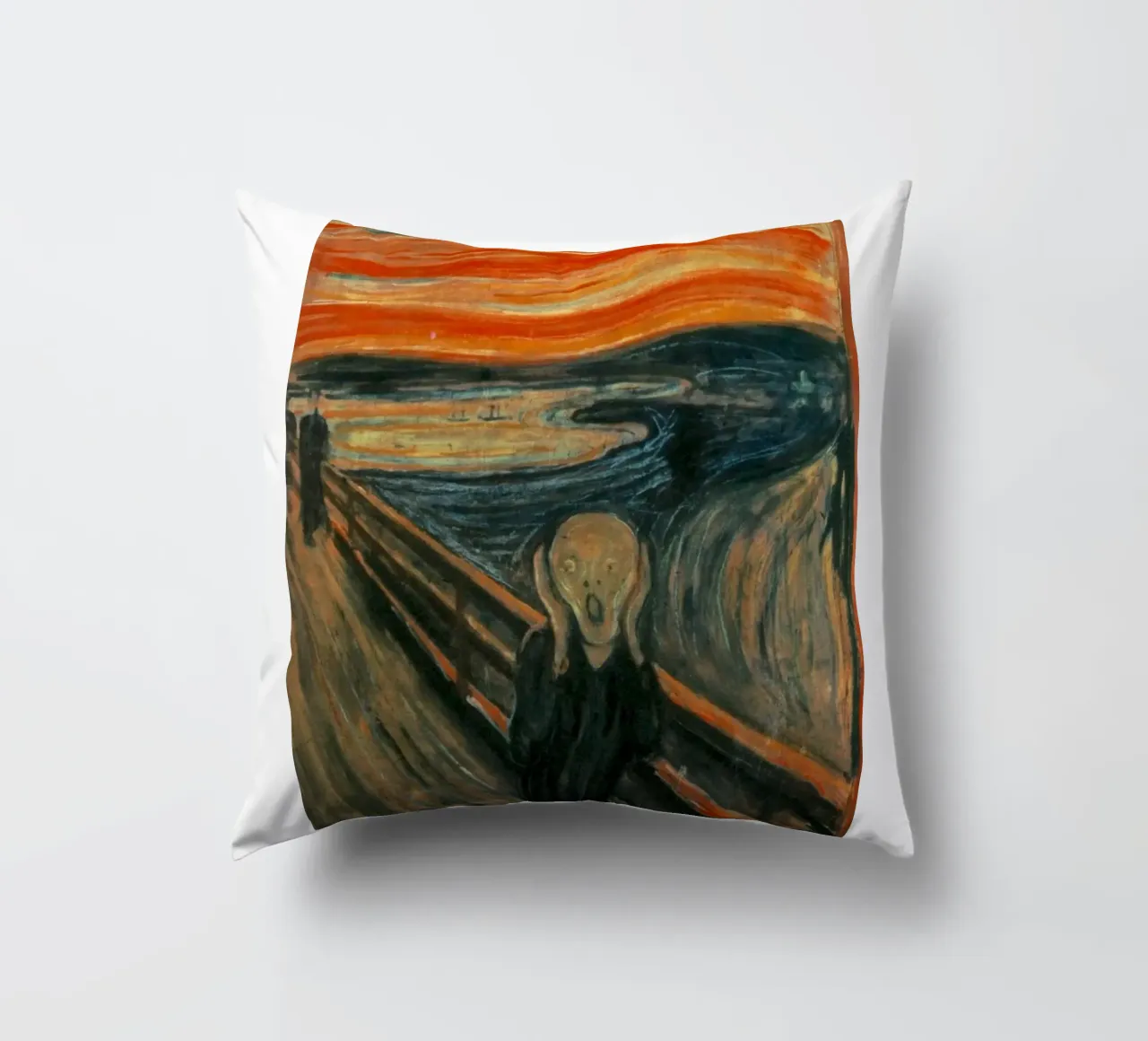 figura urlante mani sul viso edvard munh cuscino da cupcup art
