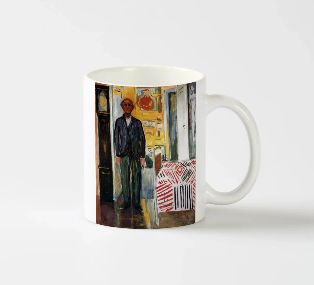 in piedi accanto al letto di edvard munch tazza in ceramica da cupcup art