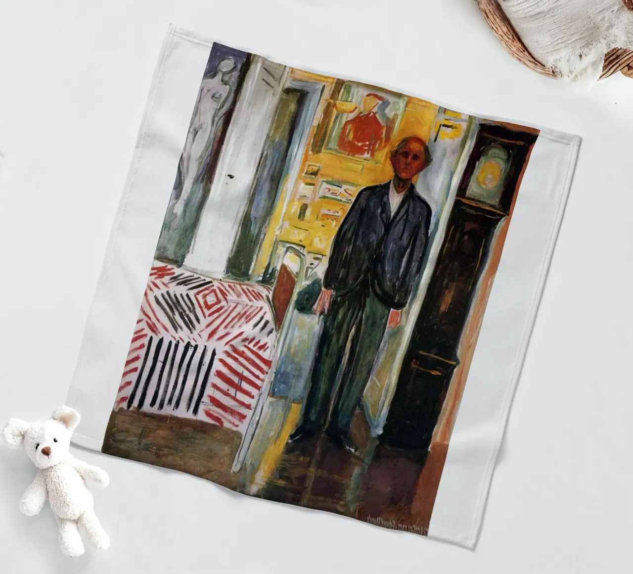 in piedi accanto al letto di edvard munch coperta in pile da cupcup art
