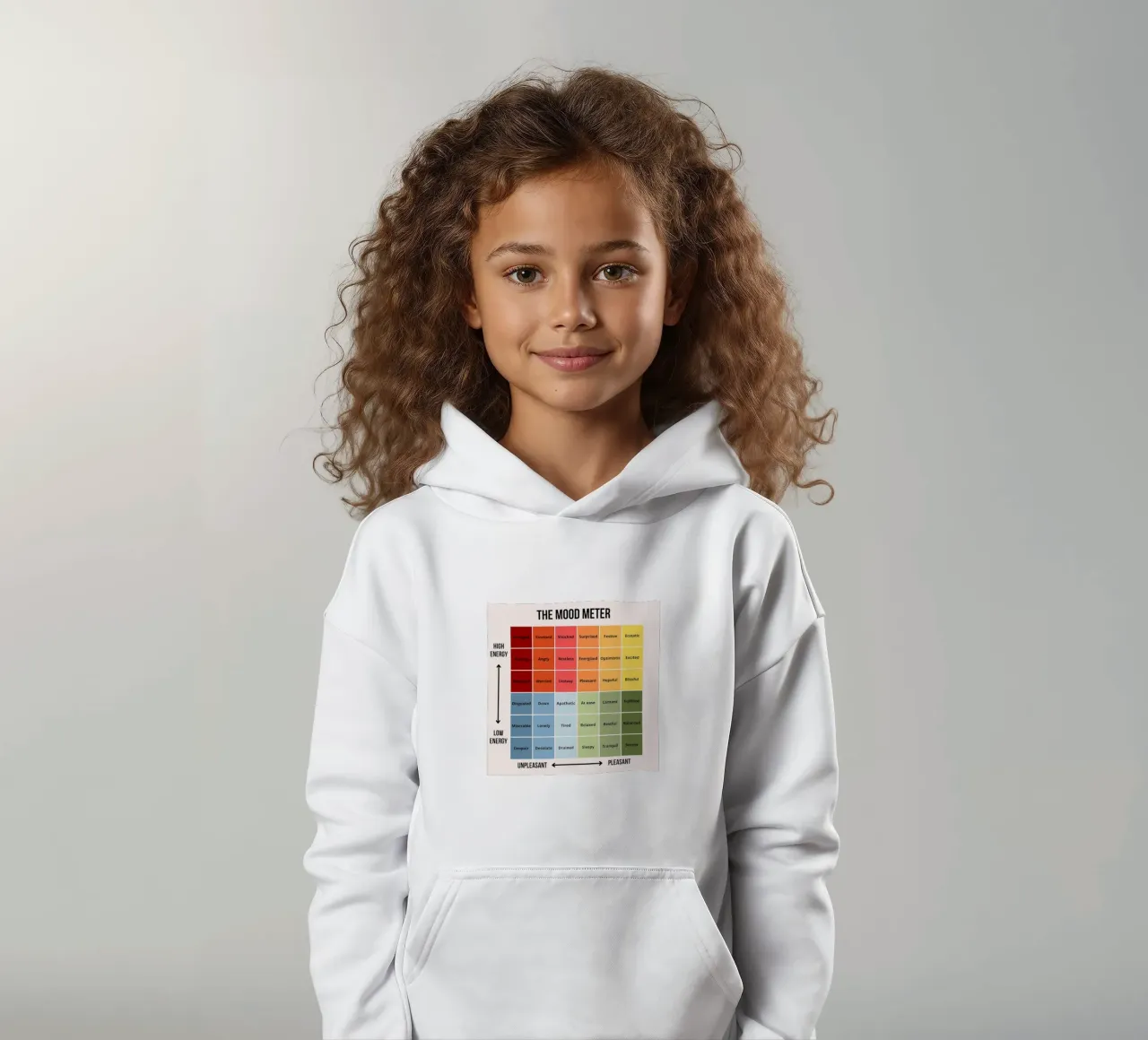 La mostra Mood Meter felpa bambino con cappuccio da Monikaprint