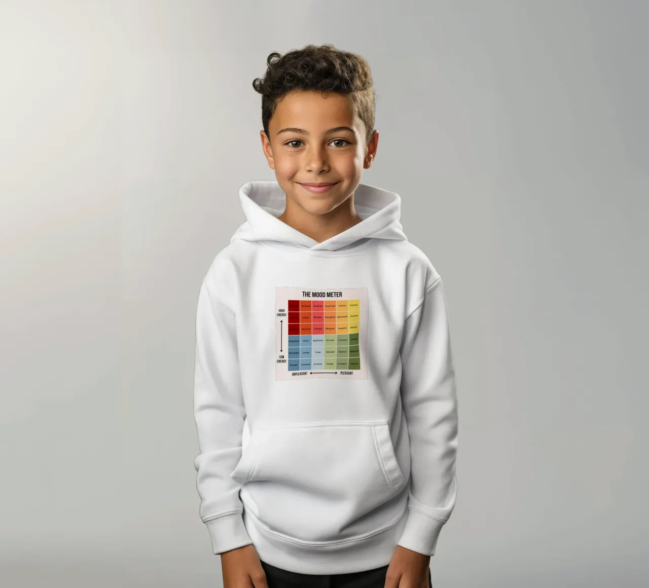 La mostra Mood Meter felpa bambino con cappuccio da Monikaprint