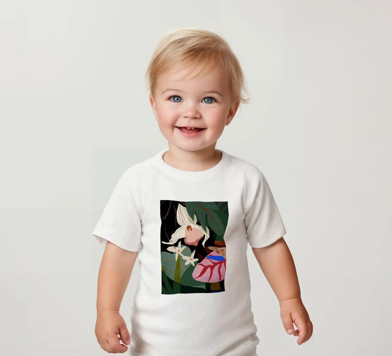 orchidee exotische bloem bos arty guave baby t-shirt van kopok first