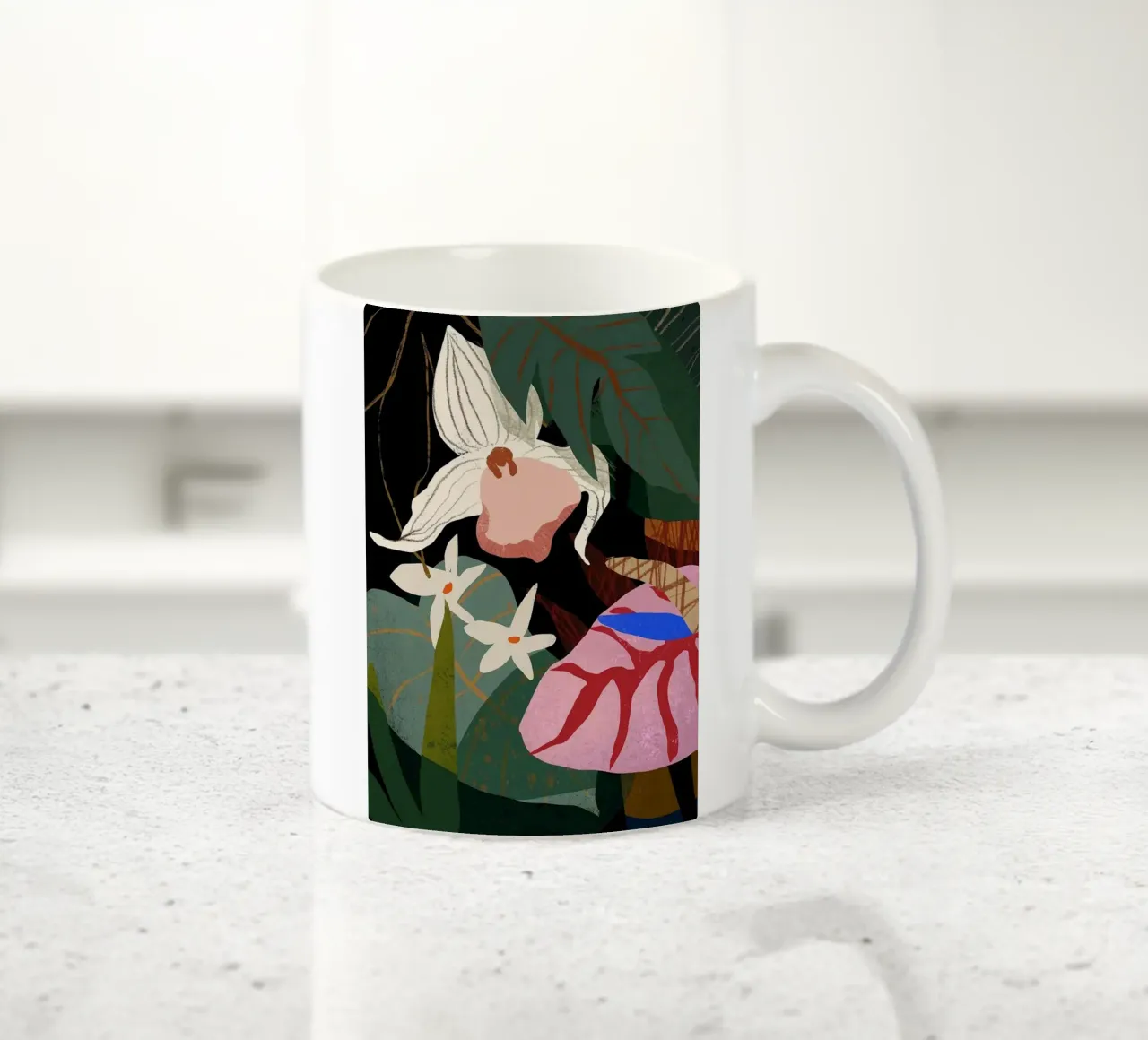orquídea flor exótica bosque arty guayaba taza de cerámica de kopok first