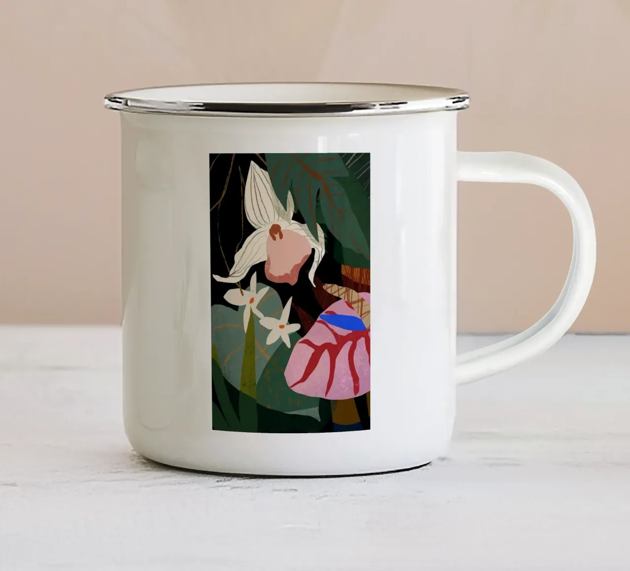 orchidée fleur exotique forêt arty goyave mug en émail de kopok first