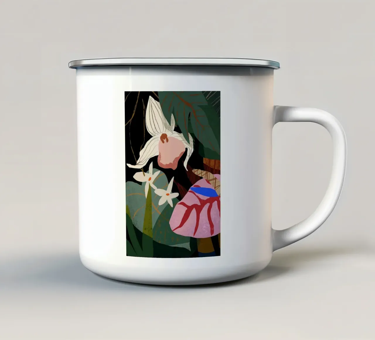 orchidée fleur exotique forêt arty goyave mug en émail de kopok first
