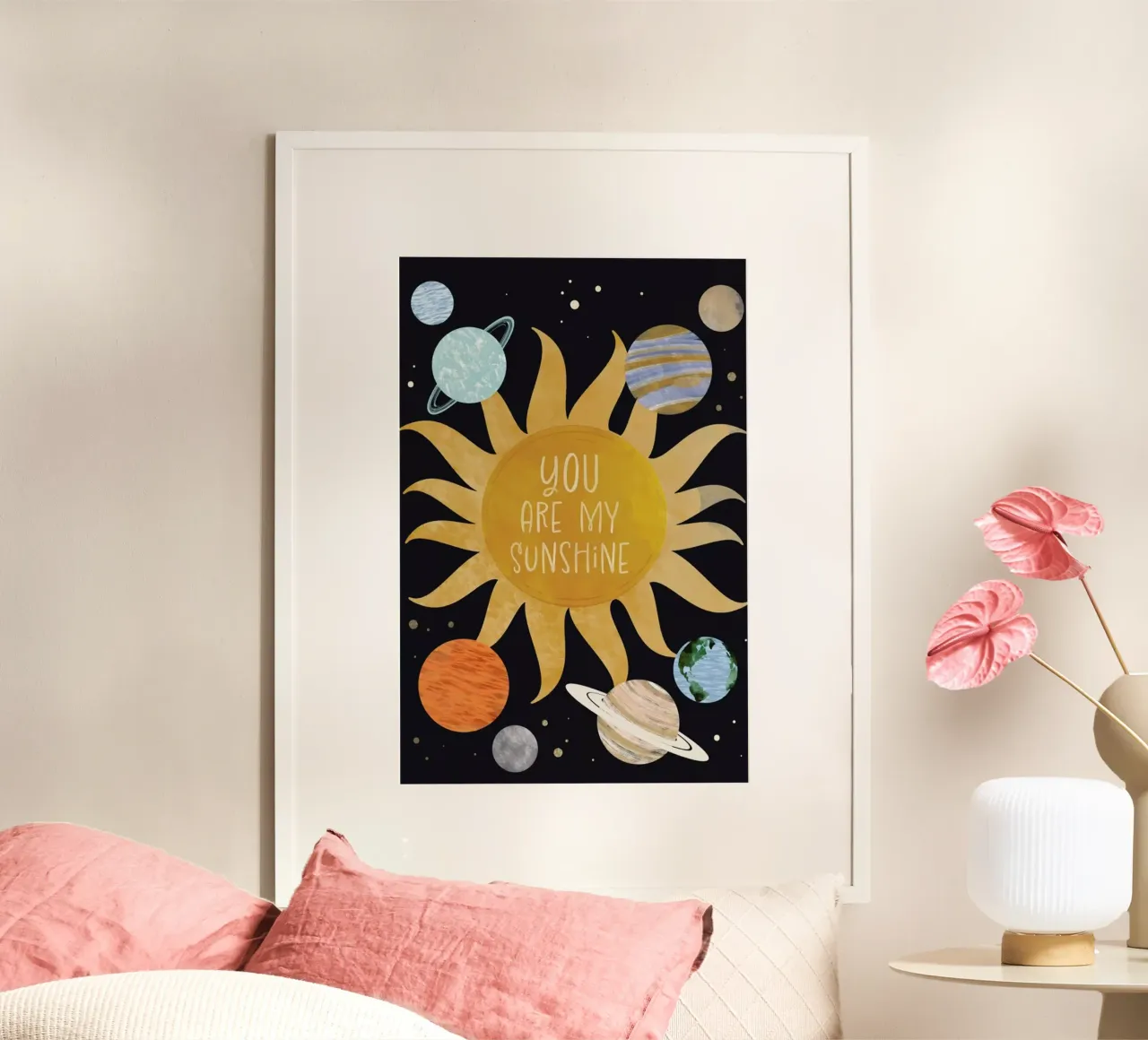 You Are My Sunshine poster con telaio in plastica da cafelab