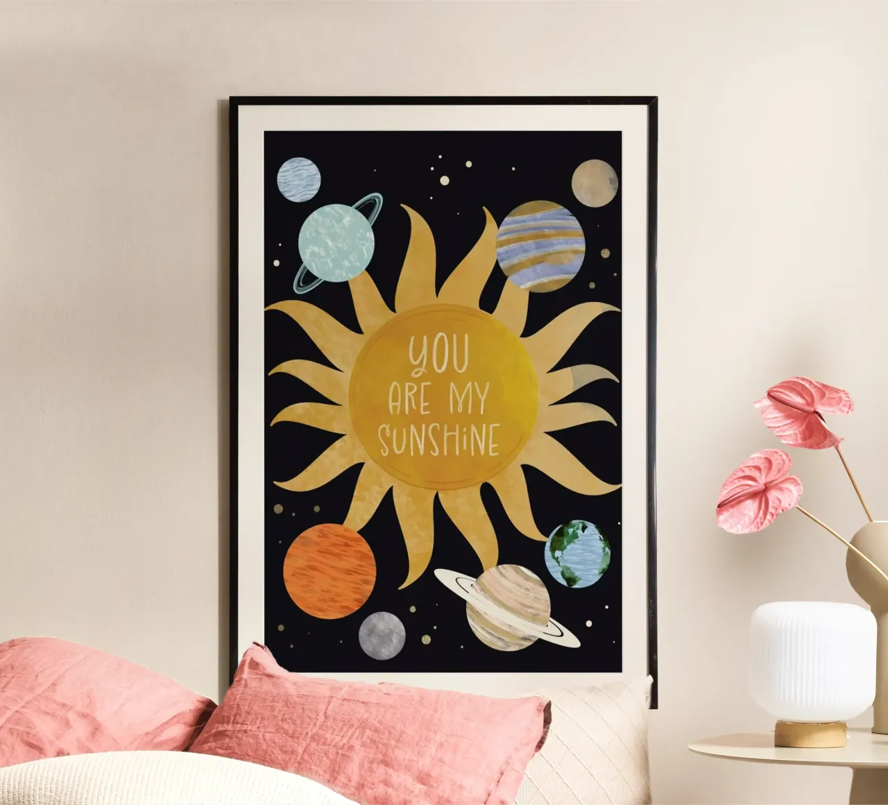 You Are My Sunshine poster con telaio in plastica da cafelab
