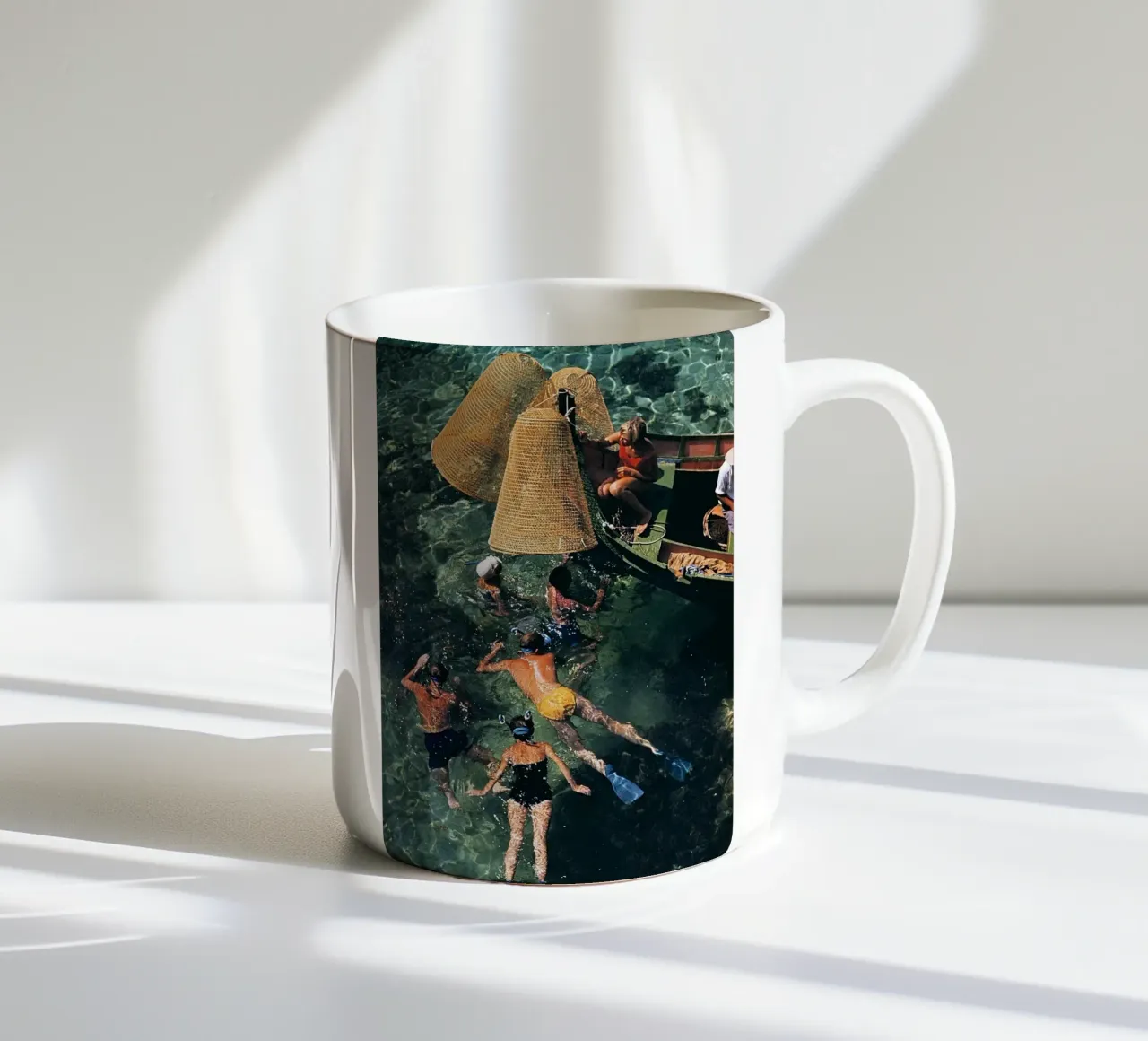 Snorkeling a Malta - Slim aarons tazza in ceramica da Chrisvintage