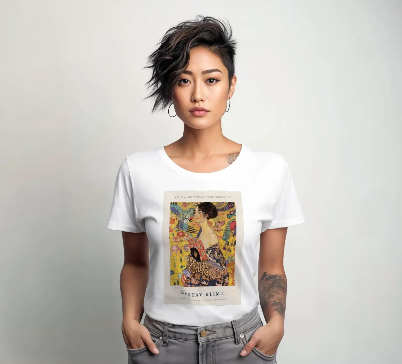 L'arte è una linea intorno ai vostri pensieri - Gustav Klimt t-shirt da donna da Show Art