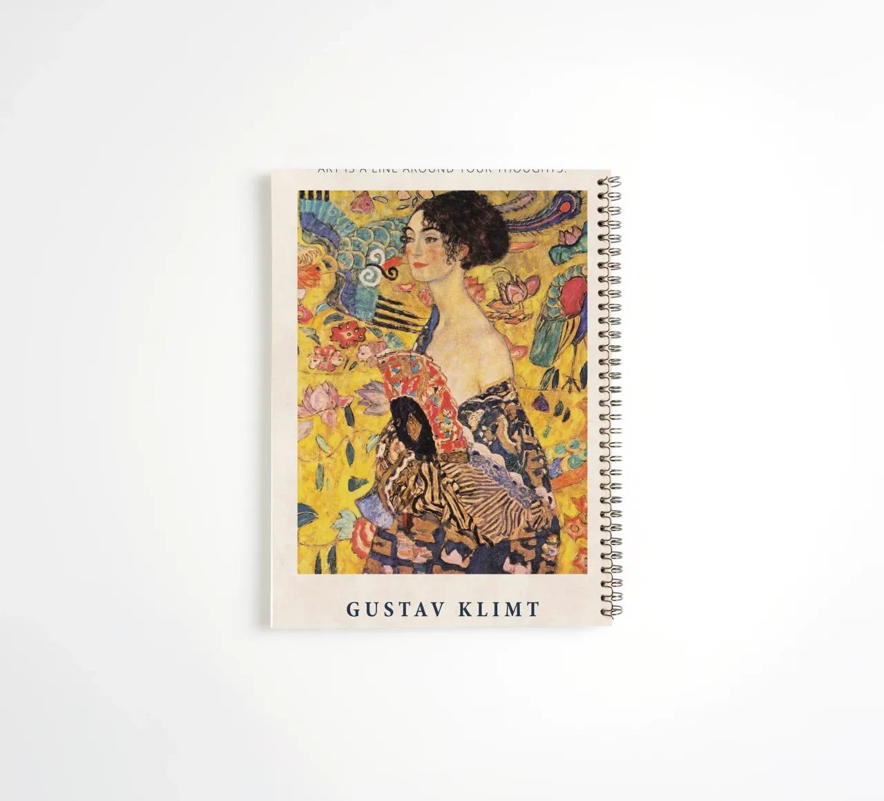 Art is a Line around Your Thoughts - Gustav Klimt spiral notebook by Show Art