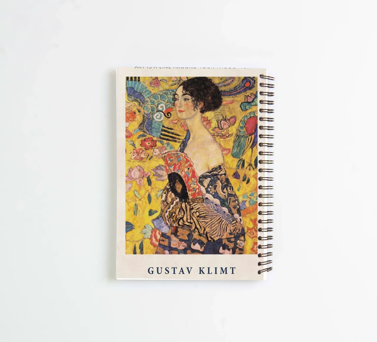 Art is a Line around Your Thoughts - Gustav Klimt spiral notebook by Show Art
