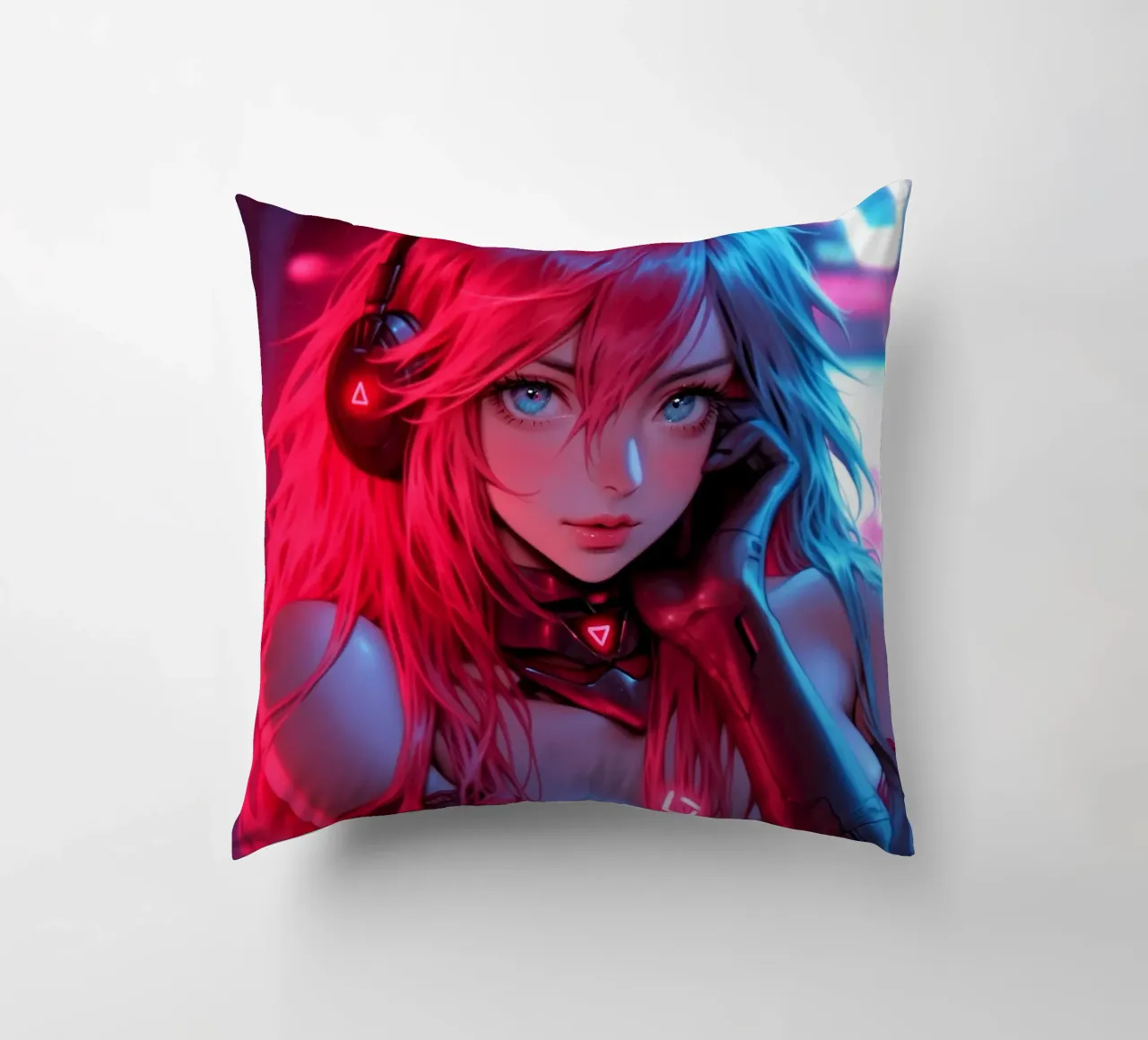 Bella ragazza anime cyberpunk cuscino da Fleur de Lys