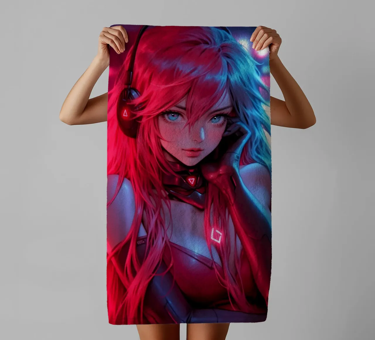 Bella ragazza anime cyberpunk asciugamano da bagno da Fleur de Lys