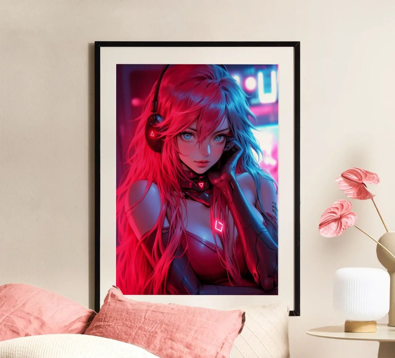 Beautiful Cyberpunk Anime Girl hahnemühle by Fleur de Lys