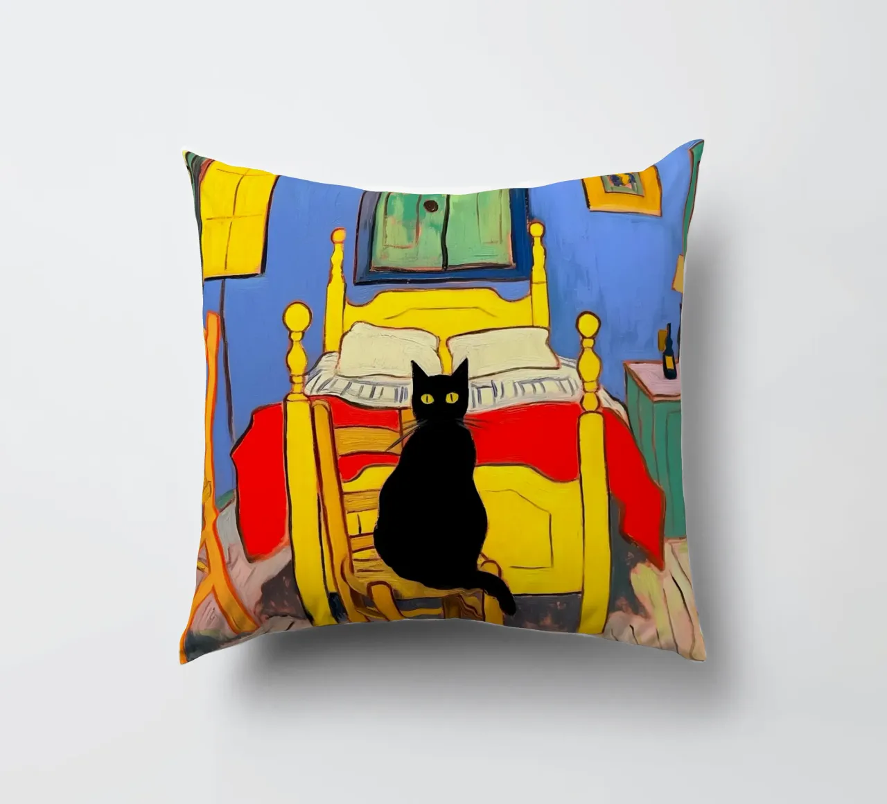 Gatto nero di Van Gogh cuscino da Fleur de Lys