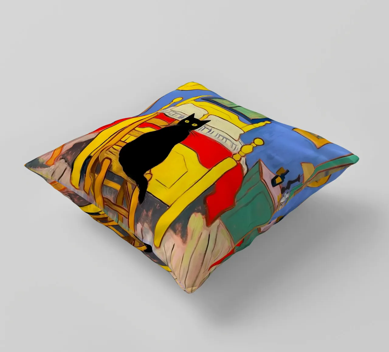 Gatto nero di Van Gogh cuscino da Fleur de Lys