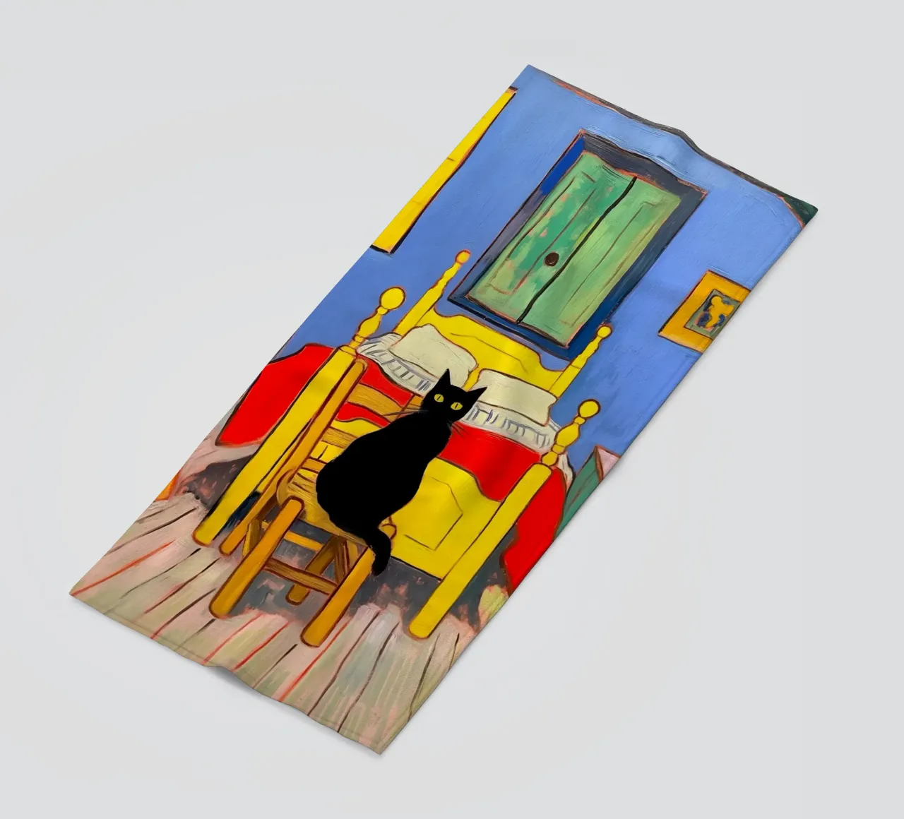 Gatto nero di Van Gogh telo mare da Fleur de Lys