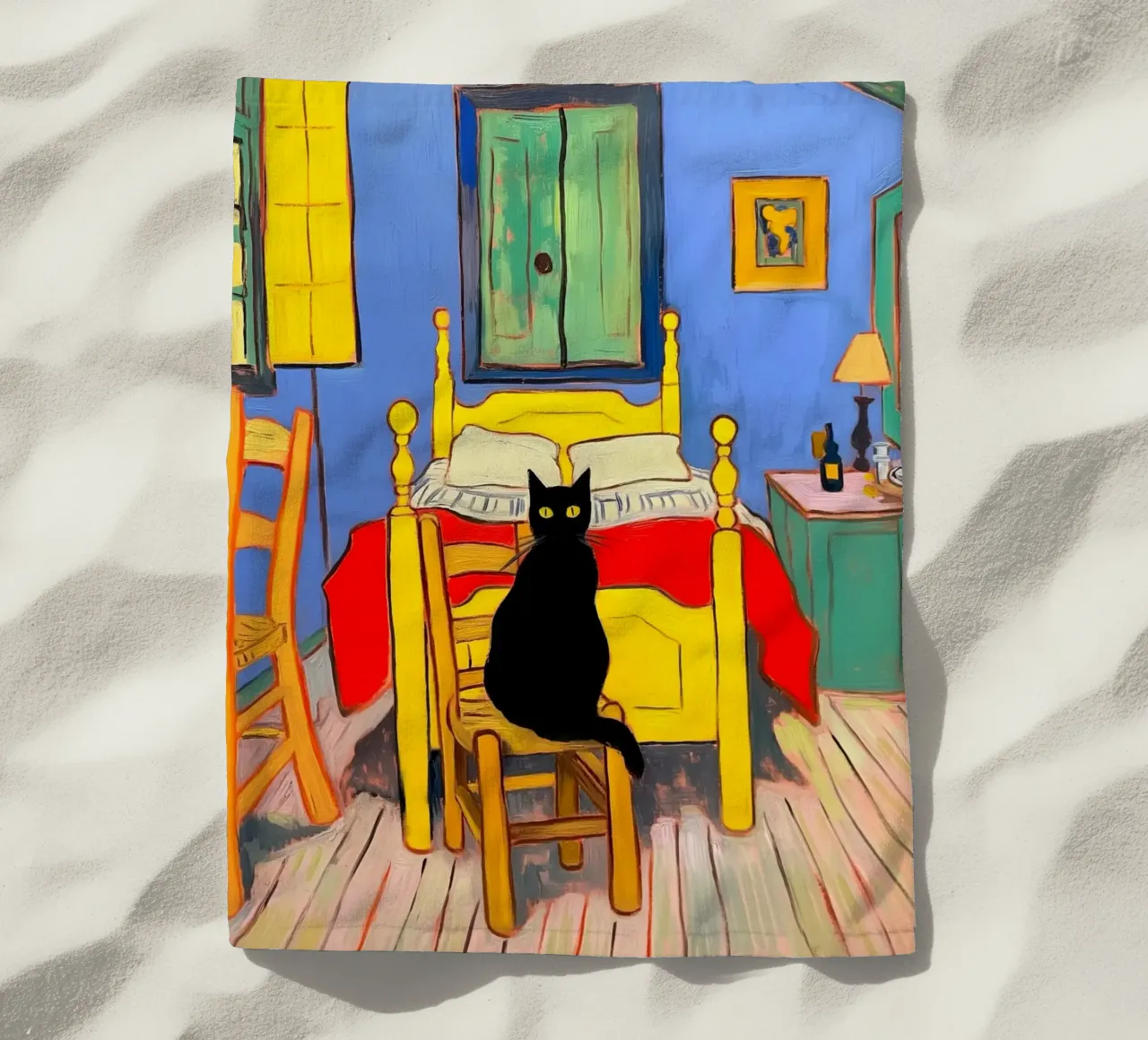 Gatto nero di Van Gogh telo mare da Fleur de Lys