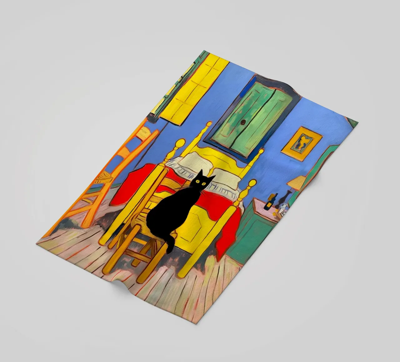 Gatto nero di Van Gogh telo mare da Fleur de Lys