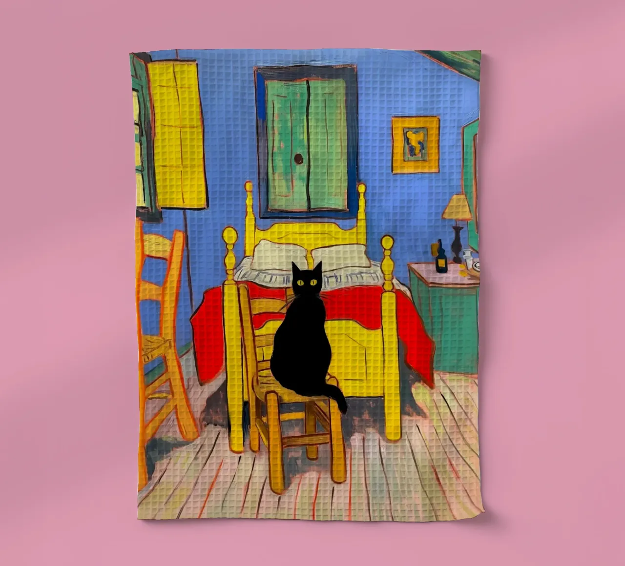 Gatto nero di Van Gogh canovaccio da cucina da Fleur de Lys