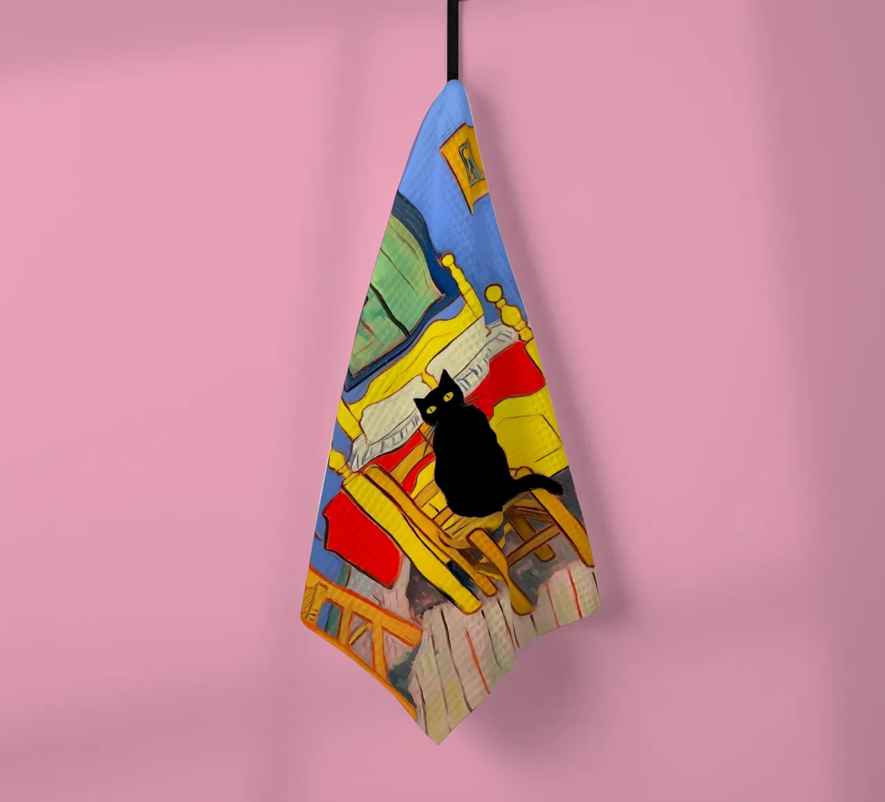 Gatto nero di Van Gogh canovaccio da cucina da Fleur de Lys
