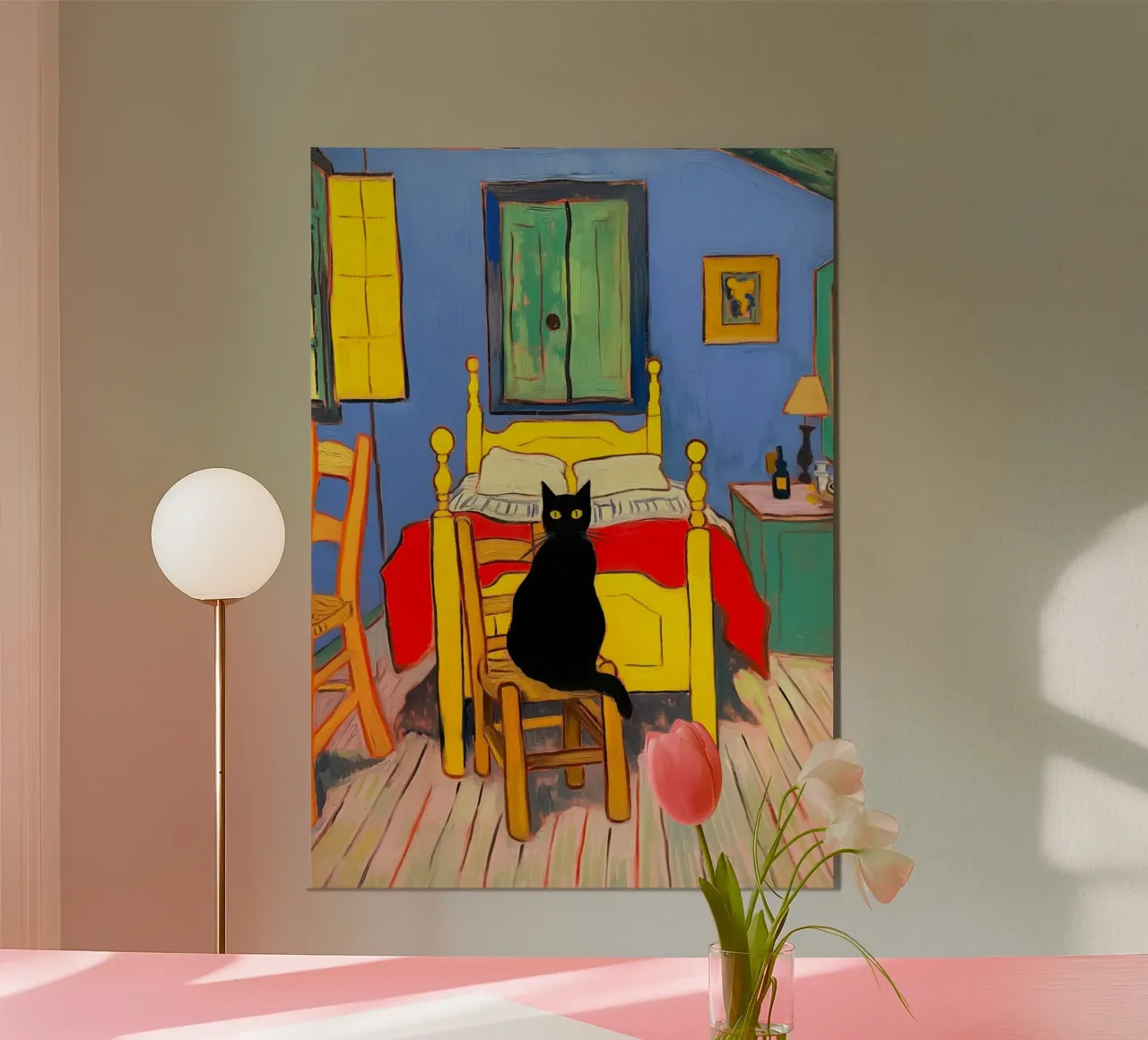 Gatto nero di Van Gogh poster con telaio in plastica da Fleur de Lys