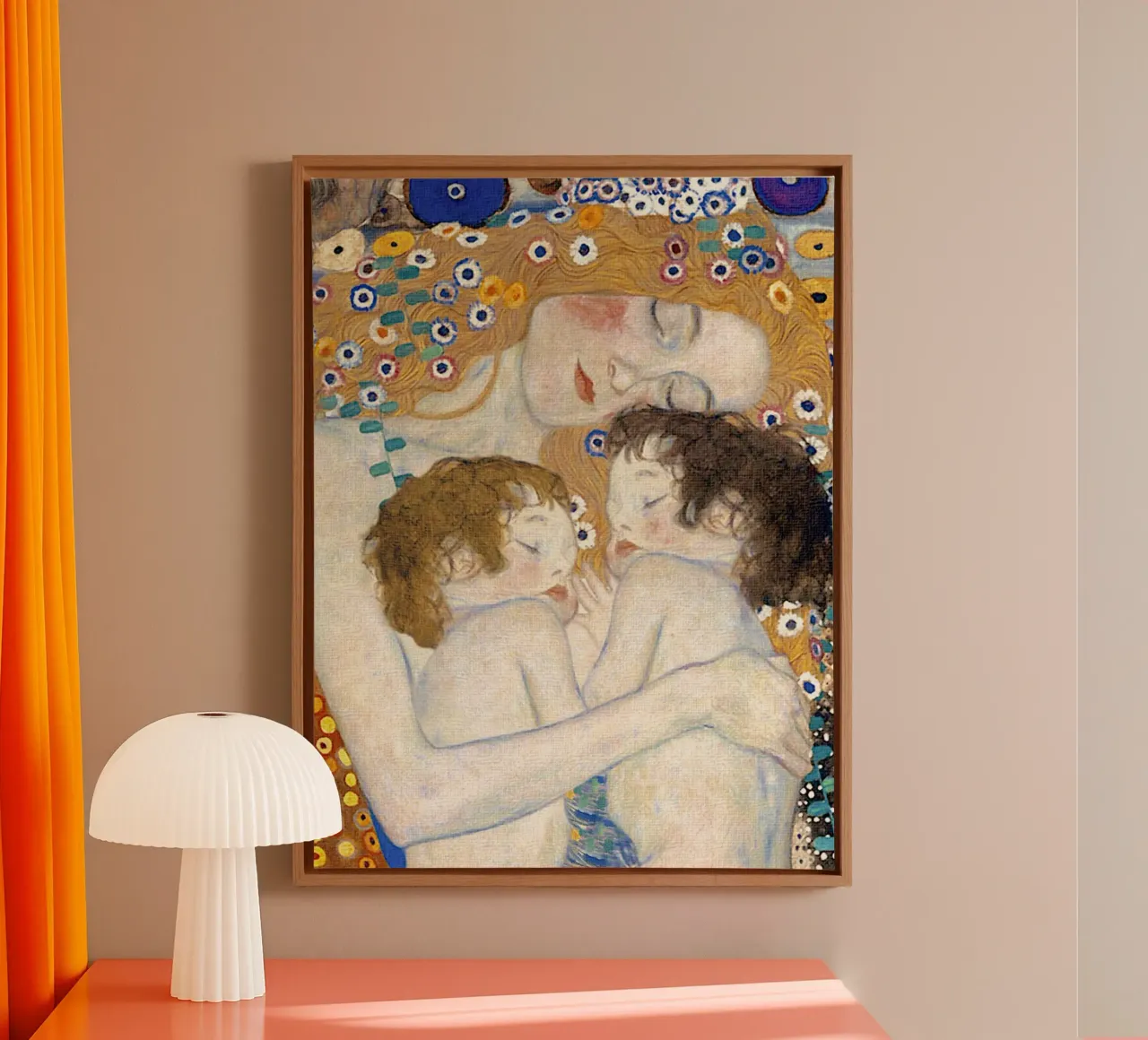 Moeder en tweeling I - Gustav Klimt canvas met Baklijst van Show Art