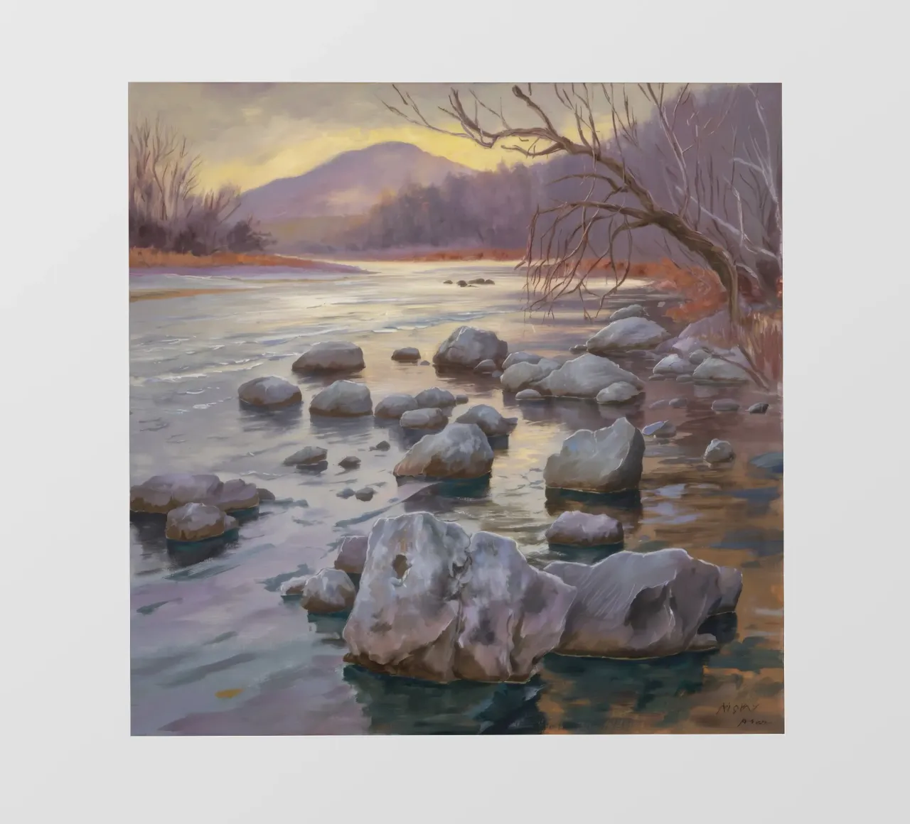 Flusso delle pietre del fiume pellicola backlit da Radiance Landscape