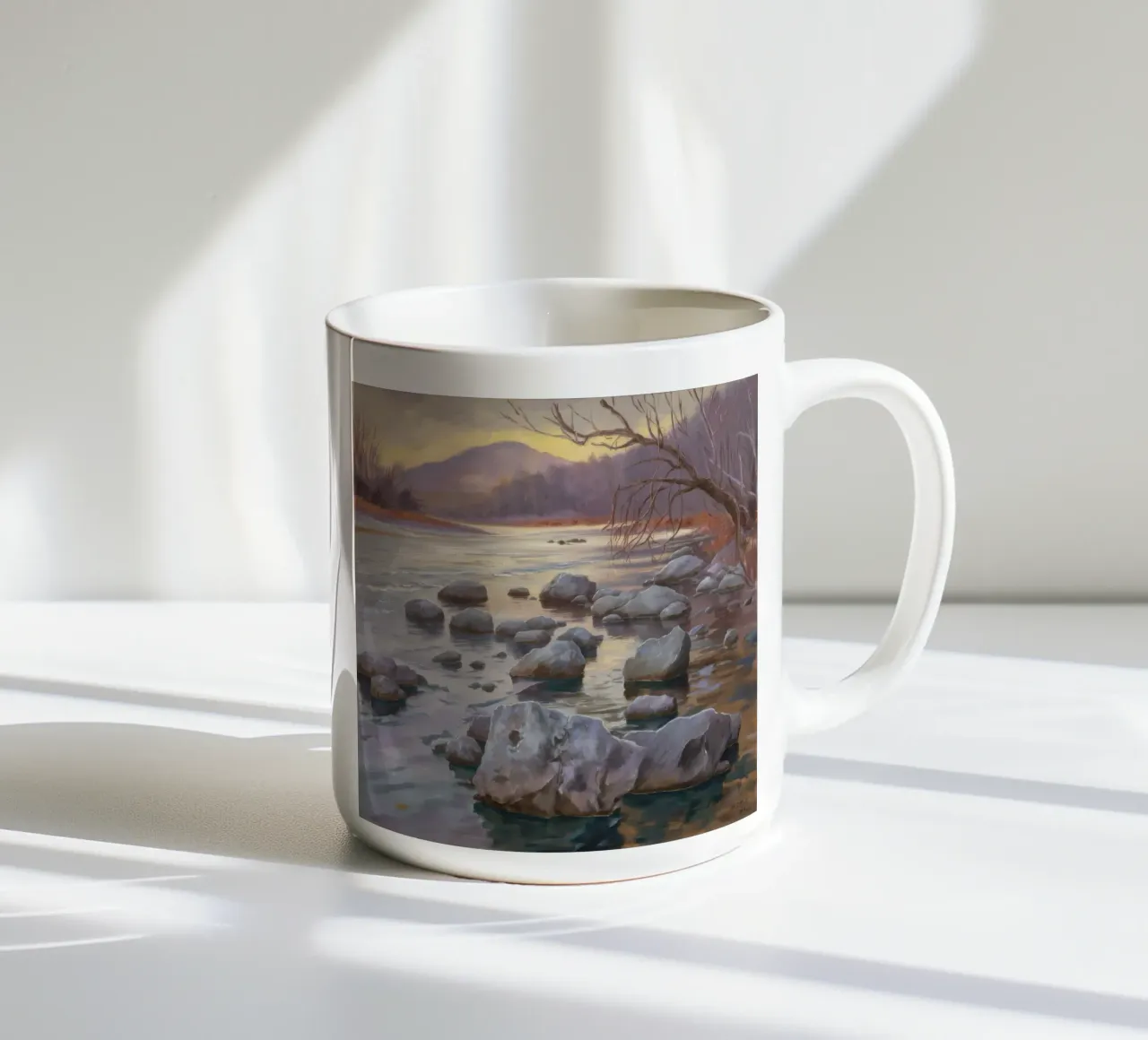 Flusso delle pietre del fiume tazza in ceramica da Radiance Landscape