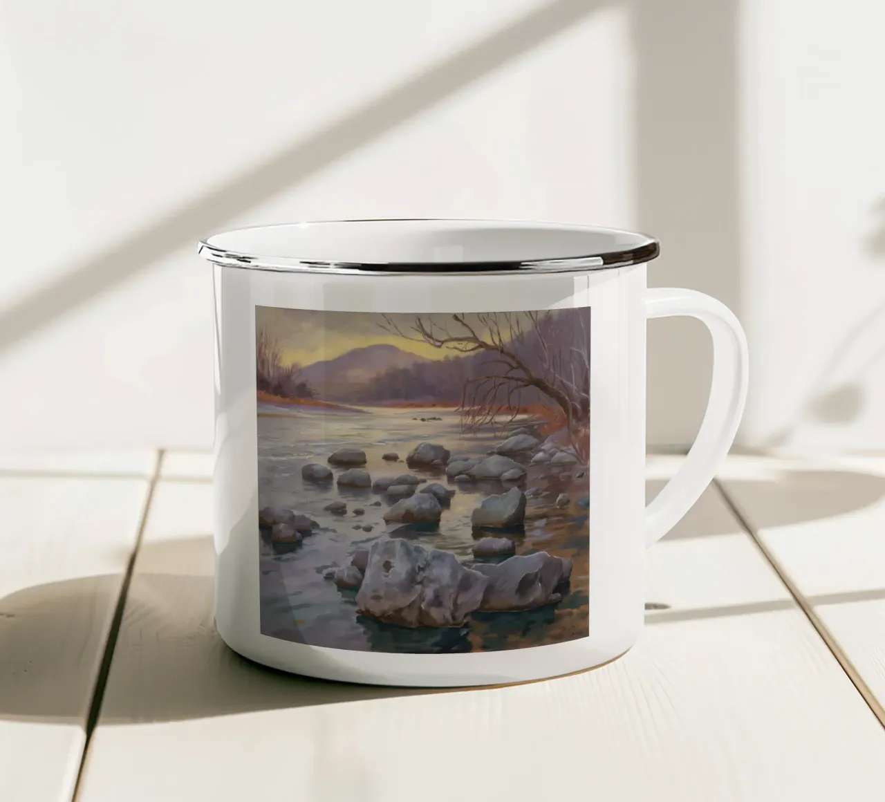 Flusso delle pietre del fiume tazza in smalto da Radiance Landscape