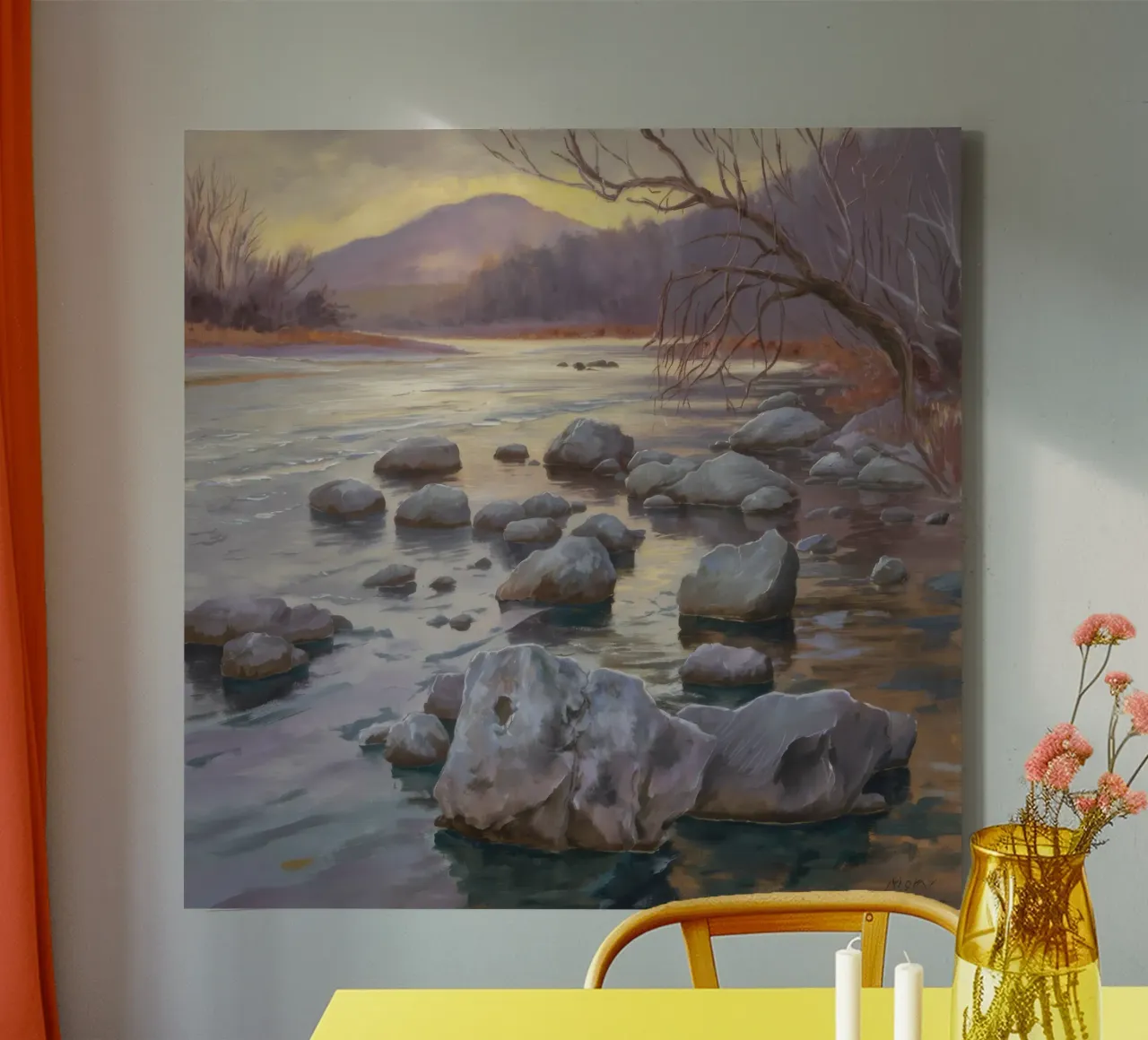 Flusso delle pietre del fiume tela con Cornice a cassetta da Radiance Landscape