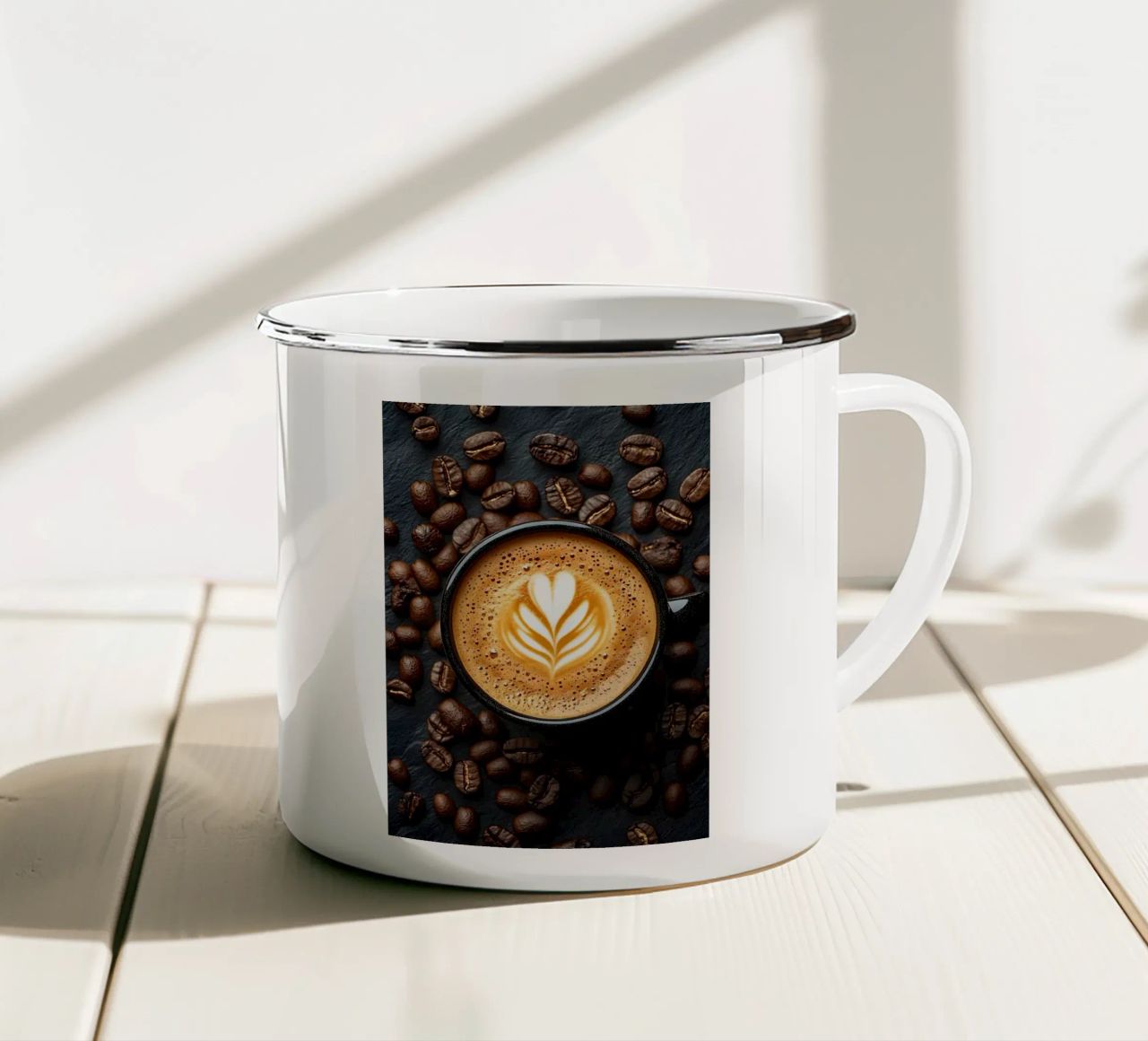 Arte del caffè macchiato tazza in smalto da CatAndCofffe